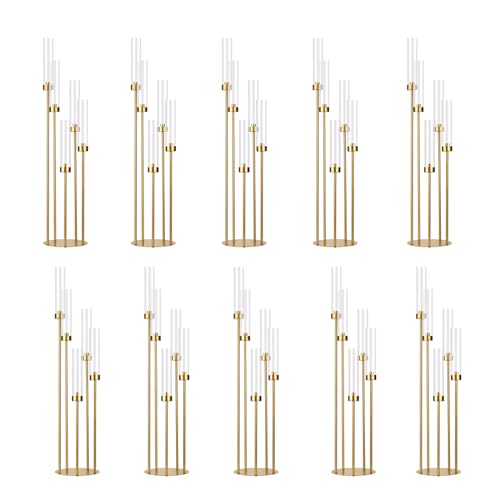 Gold Candelabra Candle Holder with Acrylic Lampshade Wedding