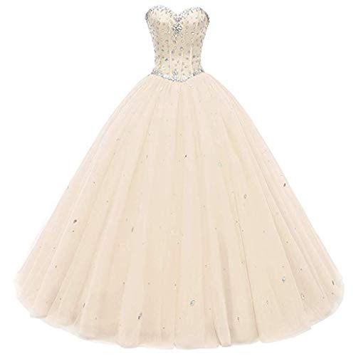 Sweetheart Ball Gown Tulle Quinceanera Prom Dress Champagne