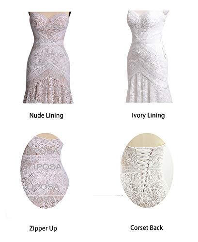 Bohemian Mermaid Lace Bridal Gown, Sweetheart Neckline, Nude