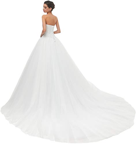 Sweetheart Tulle A-line Wedding Dress for Bride Ivory