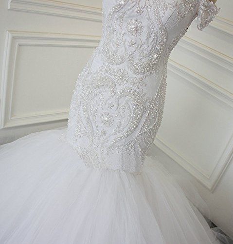 Tsbridal Off-The-Shoulder Beaded Wedding Gown Ivory-US14