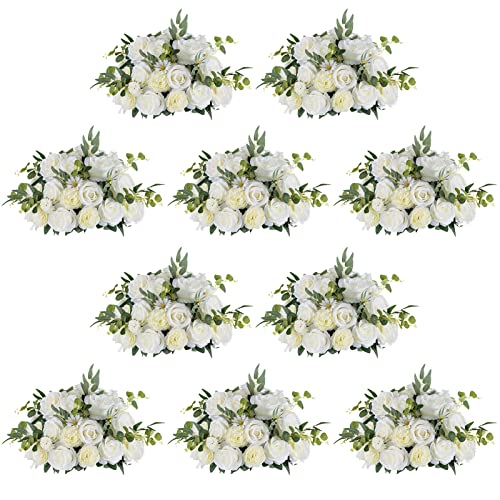 White Rose Flower Ball Arrangement Bouquet - 10 Pcs