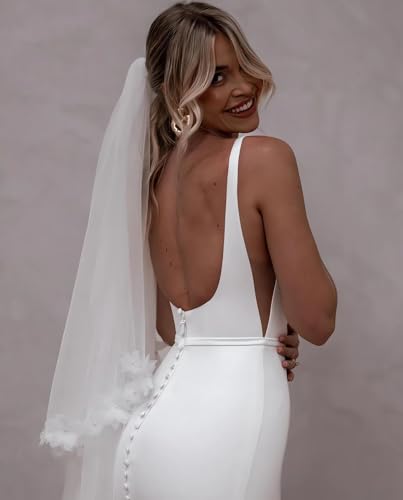 2024 Beach Sleeveless White Wedding Dress with Train