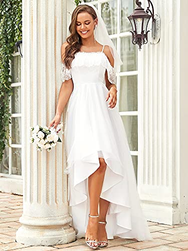 Off Shoulder High Low Wedding Ball Gown US16