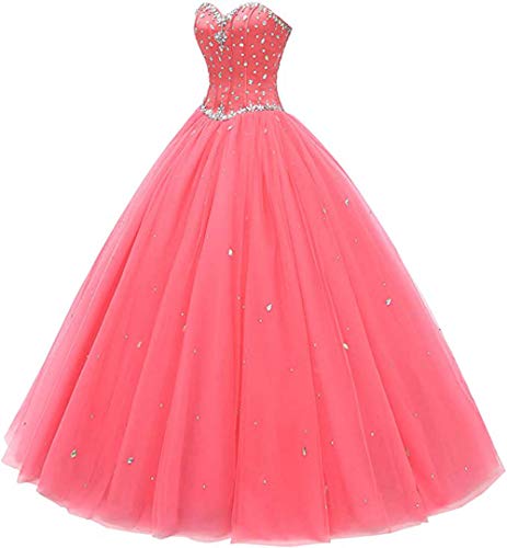 Sweetheart Ball Gown Tulle Quinceanera Prom Dress Champagne