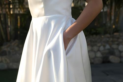 Simple Boho A-Line Ivory Wedding Gown Bridal Dress