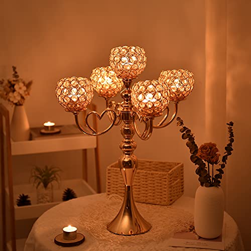 Gold Crystal Candelabra Centerpieces for Wedding Tables