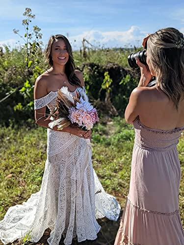 Bohemian Lace Mermaid Wedding Gown - LIPOSA Women's