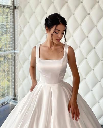 Ivory Square Neck Ball Gown Wedding Dress 2024