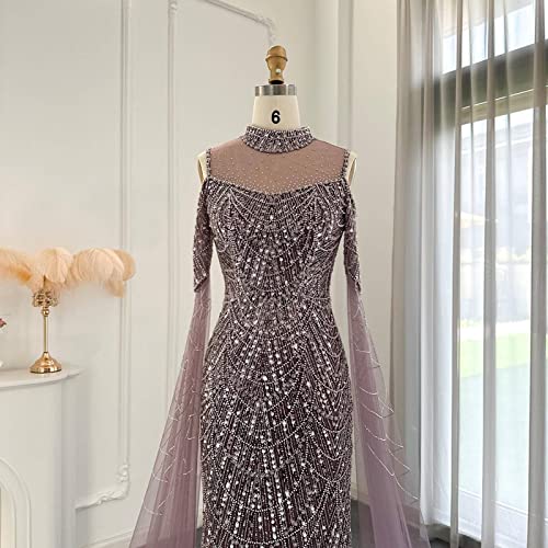 Green Mermaid Evening Dress with Cape Sleeves - Elegant Wedding Gown