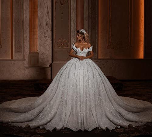 Luxury Sparkly Sequins Ball Gown Wedding Dress
