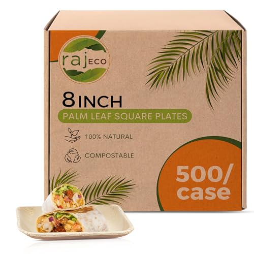 Raj Palm Leaf Plates - 500-Pack for Weddings