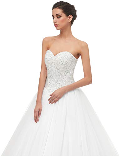 Sweetheart Tulle A-line Wedding Dress for Bride Ivory