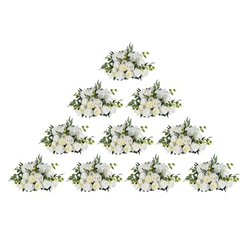 Large 10 Pcs White Rose Wedding Centerpieces Bouquet