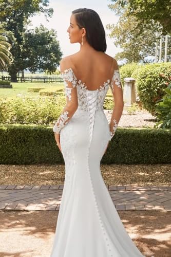 2024 Lace Sleeve Wedding Gown Off-Shoulder Mermaid Party Dress