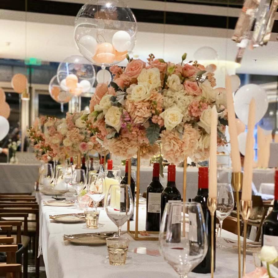 Gold Metal Column Flower Stands - Set of 10