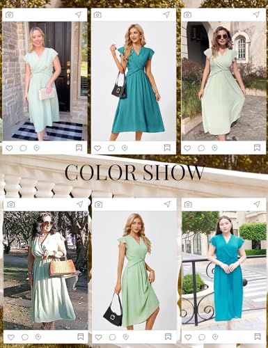 Green Ruffle Sleeves Empire Waist A Line Wedding Dress