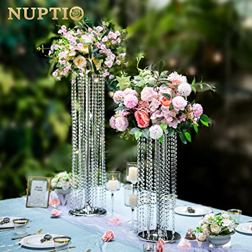 Elegant Crystal Silver Vase Set for Wedding Centerpieces