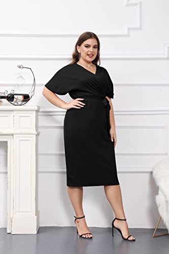 Elegant Wrap V Neck Wedding Guest Bodycon Dress