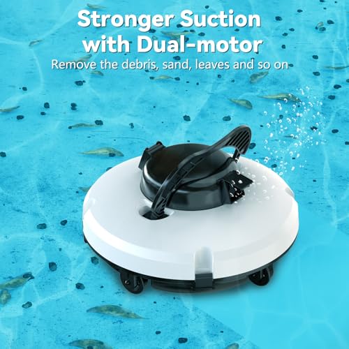 2024 Upgrade Robot Pool Vacuum for above Ground Pool, Cordless Robotic Pool Cleaner Dual Motors, 120 Mins Runtime, Auto-Dock, Automatic Pool Vacuum Cleaner for In-Ground Flat Pools Up to 1000 Sq.Ft