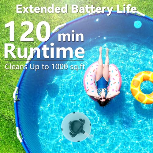 2024 Upgrade Robot Pool Vacuum for above Ground Pool, Cordless Robotic Pool Cleaner Dual Motors, 120 Mins Runtime, Auto-Dock, Automatic Pool Vacuum Cleaner for In-Ground Flat Pools Up to 1000 Sq.Ft