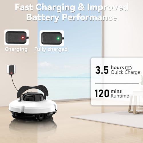 2024 Upgrade Robot Pool Vacuum for above Ground Pool, Cordless Robotic Pool Cleaner Dual Motors, 120 Mins Runtime, Auto-Dock, Automatic Pool Vacuum Cleaner for In-Ground Flat Pools Up to 1000 Sq.Ft