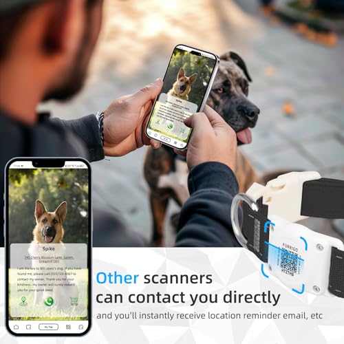 Airtag Dog Collar QR Code - IP68 Waterproof Integrated Air Tag Dog Collar Holder ID Tag - Free Pet Online Profile - Durable Natural Cotton Hemp - Fits for Small Medium Large Dogs