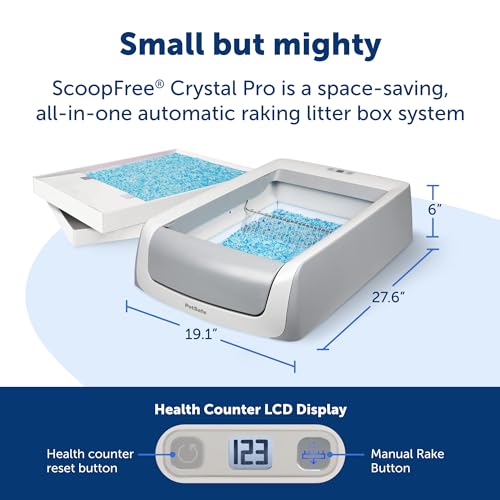 PetSafe ScoopFree Crystal Pro Self-Cleaning Cat Litterbox - Never Scoop Litter Again - Hands-Free Cleanup with Disposable Crystal Tray - Less Tracking, Better Odor Control - includes Disposable Tray
