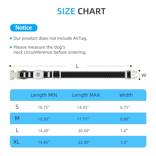 Airtag Dog Collar QR Code - IP68 Waterproof Integrated Air Tag Dog Collar Holder ID Tag - Free Pet Online Profile - Durable Natural Cotton Hemp - Fits for Small Medium Large Dogs