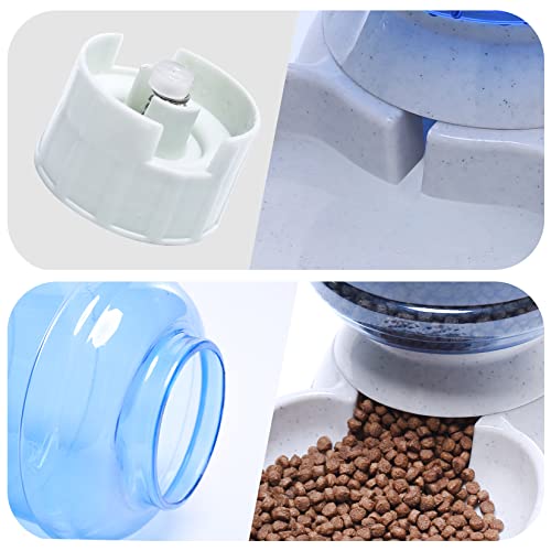 Pet Feeder and Water Food Dispenser Automatic Water Bowl for Dogs Cats, BPA-Free, Gravity Refill, Self Feeding for Small Medium Pets Puppy Kitten Rabbit - 1 Gallon 3.8L (Waterer + Feeder)