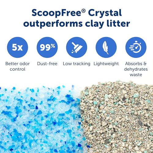PetSafe ScoopFree Crystal Pro Self-Cleaning Cat Litterbox - Never Scoop Litter Again - Hands-Free Cleanup with Disposable Crystal Tray - Less Tracking, Better Odor Control - includes Disposable Tray