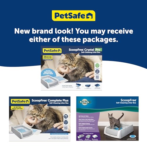 PetSafe ScoopFree Crystal Pro Self-Cleaning Cat Litterbox - Never Scoop Litter Again - Hands-Free Cleanup with Disposable Crystal Tray - Less Tracking, Better Odor Control - includes Disposable Tray