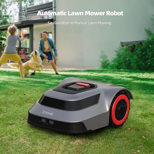 SMONET Robot Lawn Mower Robotic: Automatic Robot Lawn Mower with Smart APP Control, Automatic Charging, Path Planning, Collision Avoidance, Breakpoint Detection - Covers up to 1/4 Acre (10890 sq ft)
