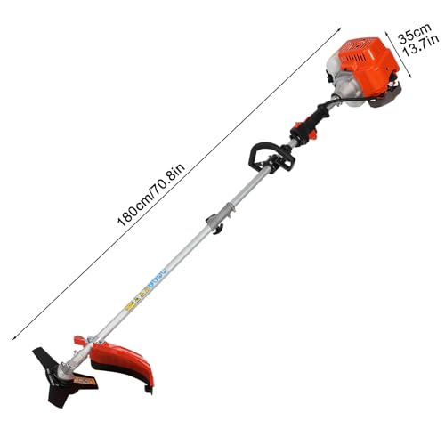 5 in 1 Multifunctional Lawn Mower,52CC Gas Weed Trimmer,Cordless Weed Wacker,Cordless Hedge Trimmer & Grass Edger,2-Stroke Brush Cutter, Handheld Chainsaw Hedge Pruner (Orange-new5)