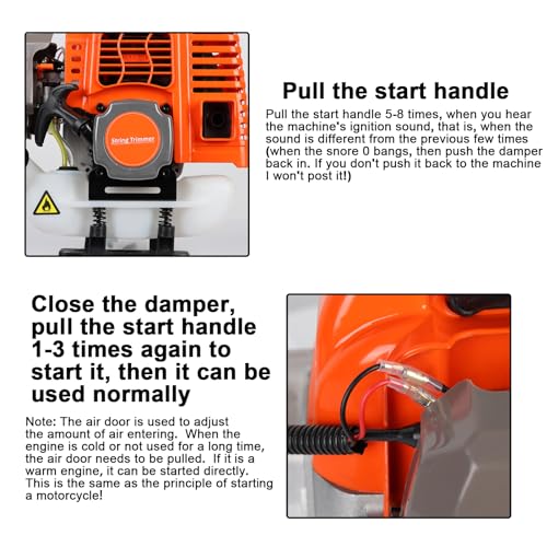 5 in 1 Multifunctional Lawn Mower,52CC Gas Weed Trimmer,Cordless Weed Wacker,Cordless Hedge Trimmer & Grass Edger,2-Stroke Brush Cutter, Handheld Chainsaw Hedge Pruner (Orange-new5)
