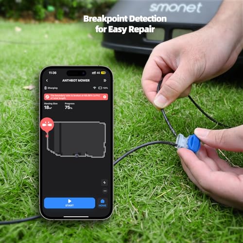 SMONET Robot Lawn Mower Robotic: Automatic Robot Lawn Mower with Smart APP Control, Automatic Charging, Path Planning, Collision Avoidance, Breakpoint Detection - Covers up to 1/4 Acre (10890 sq ft)