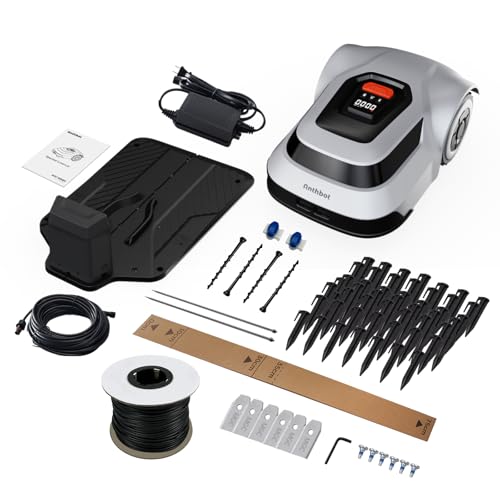 ANTHBOT Robot Lawn Mower w/Stable Boundary Wire - Automatic Robotic Grass Cutter Machine Lawnmower, Auto Mapping & Charging for 1/4 Acre Lawn, Smart U-Shape Path Efficient Cutting, IPX6 Waterproof