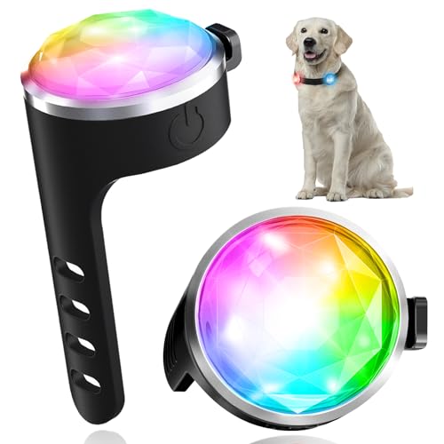 Tubasion 2 Pack Rechargeable Dog Collar Light, 2024 Best 7 Color Changing Light for Dog Collar with 100% waterproof and Durable Silicone Band. Dog Lights for Night Walking, Camping, Bike