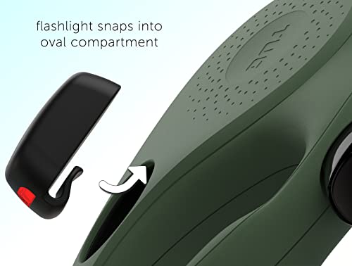 TUG Oval 360° Tangle-Free Retractable Dog Leash | Flashlight Included | Integrated Waste Bag Dispenser Pocket (Small, Green)