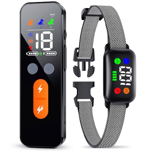 Dog Shock Collar, Dog Training Collar with Remote, Rechargeable e Collar for Dogs Training with 4 Training Modes, IP68 Waterproof Shock Collar for Large Medium Dogs (30~120lbs)