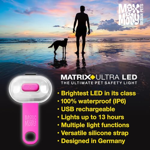 Max & Molly USB Rechargeable LED Safety Pet Light for Dogs - Waterproof - No-Dangle Secure Design, One Size - Ideal for Night Walking, Running & Outdoor Adventures