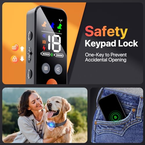 Dog Shock Collar, Dog Training Collar with Remote, Rechargeable e Collar for Dogs Training with 4 Training Modes, IP68 Waterproof Shock Collar for Large Medium Dogs (30~120lbs)