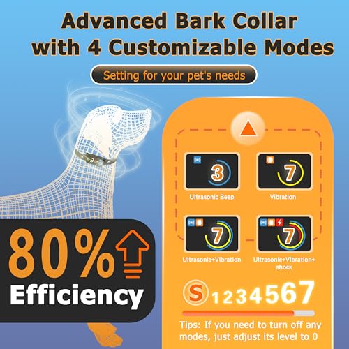 Ultrasonic Dog Bark Collar for Large Medium Dogs - Smart Anti Barking Deterrent Device - Rechargeable Training Collar with Adjustable Ultrasonic Beeps Vibrations Shock/No Shock(Black)