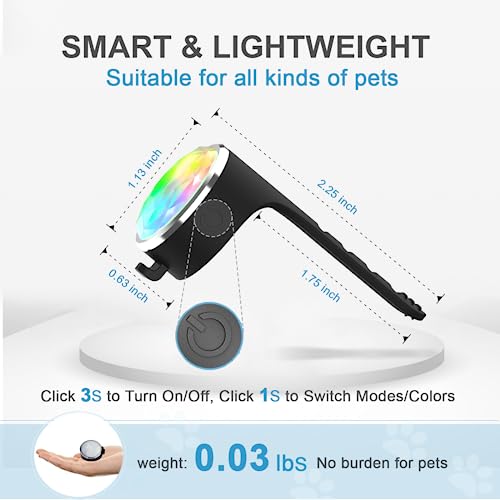 Tubasion 2 Pack Rechargeable Dog Collar Light, 2024 Best 7 Color Changing Light for Dog Collar with 100% waterproof and Durable Silicone Band. Dog Lights for Night Walking, Camping, Bike