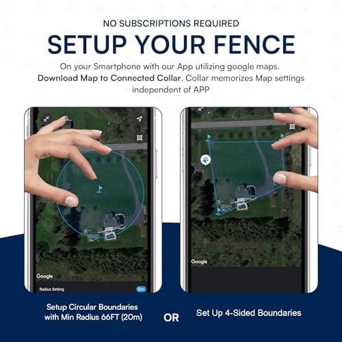 My Pet Command, 2 in 1 Wireless GPS Dog Shock Collar Fence/Dog Training Collar, No subscriptions, 4-Sided or Circular Fences, Smartphone APP, Utilizing Google Maps, Safe Reliable GPS Fence Position
