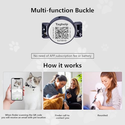 Upgraded Version - Cat Collar Stars and Moon, Solid & Safe, Pet Collar, Breakaway Cat Collar, smart ID tag.Real-time scan alerts | Shareable Pet Profile | No subscription or fees(Black)