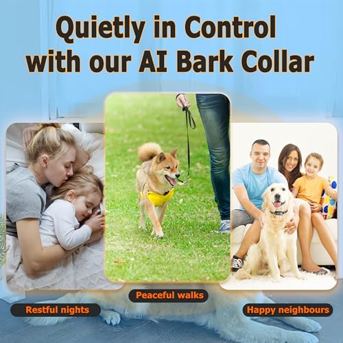 Ultrasonic Dog Bark Collar for Large Medium Dogs - Smart Anti Barking Deterrent Device - Rechargeable Training Collar with Adjustable Ultrasonic Beeps Vibrations Shock/No Shock(Black)