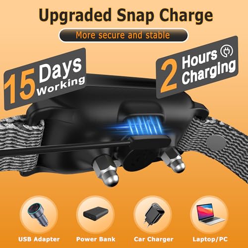 Ultrasonic Dog Bark Collar for Large Medium Dogs - Smart Anti Barking Deterrent Device - Rechargeable Training Collar with Adjustable Ultrasonic Beeps Vibrations Shock/No Shock(Black)