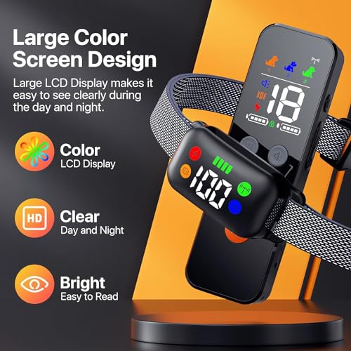 Dog Shock Collar, Dog Training Collar with Remote, Rechargeable e Collar for Dogs Training with 4 Training Modes, IP68 Waterproof Shock Collar for Large Medium Dogs (30~120lbs)