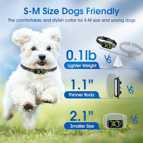 Dog Bark Collar, Bark Collar for Small Medium Mini Dogs, Smart No Bark Collar, Safe & Humane No Shock Barking Collar, Automatic Stop Bark Collar with Adjustable Beep Vibration Modes and 7 Sensitivity